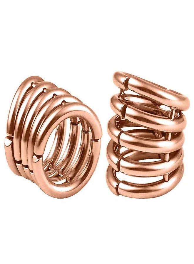 Earblity 10mm Stacker Ring Lobe Clip Ear Gauges Plugs Ear Tunnels Stretcher Earring Studs Clip on Cartilage Body Piercing Jewelry 2PCS Gold Rose Black Silver - Image 1
